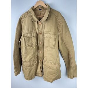 Boden Mens Canvas Utility Field Pocket Chore Military Style Jacket Brown Coat XL